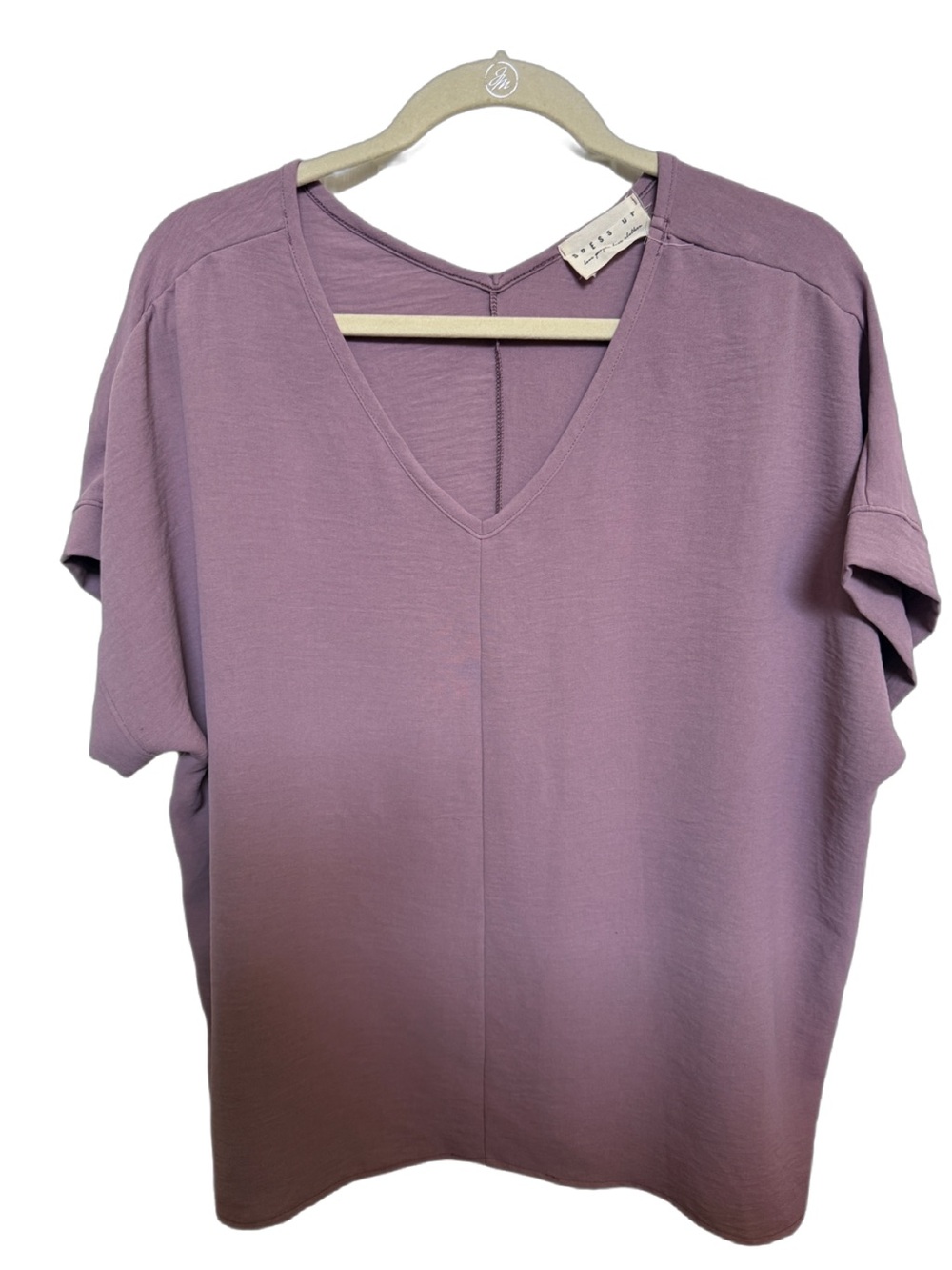 Relaxed V-Neck Short Sleeve Tee in Dusty Mauve